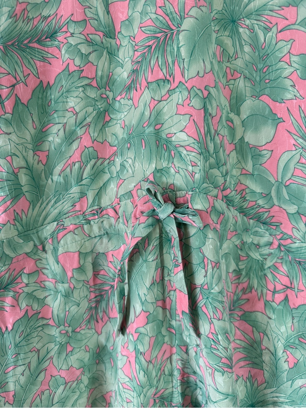 Vintage Silk Golden Girls Tropical Leaf Print Jumpsuit